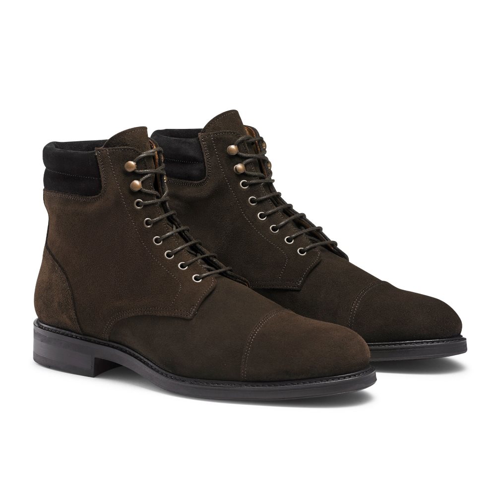 Chocolate Russell And Bromley Brigade 6 Eyelet Lace Up Men's Ankle Boots | CA-9340S
