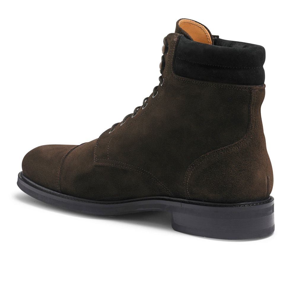 Chocolate Russell And Bromley Brigade 6 Eyelet Lace Up Men's Ankle Boots | CA-9340S