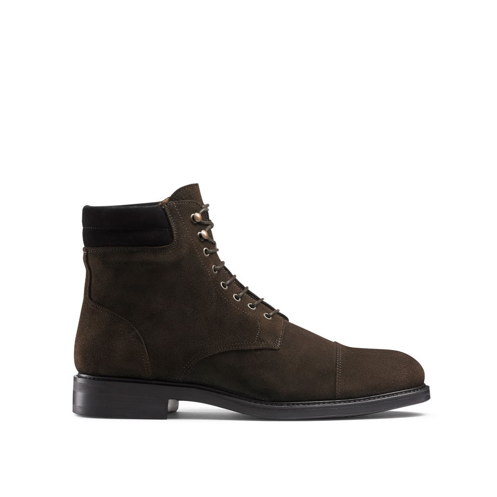 Chocolate Russell And Bromley Brigade 6 Eyelet Lace Up Men\'s Ankle Boots | CA-9340S