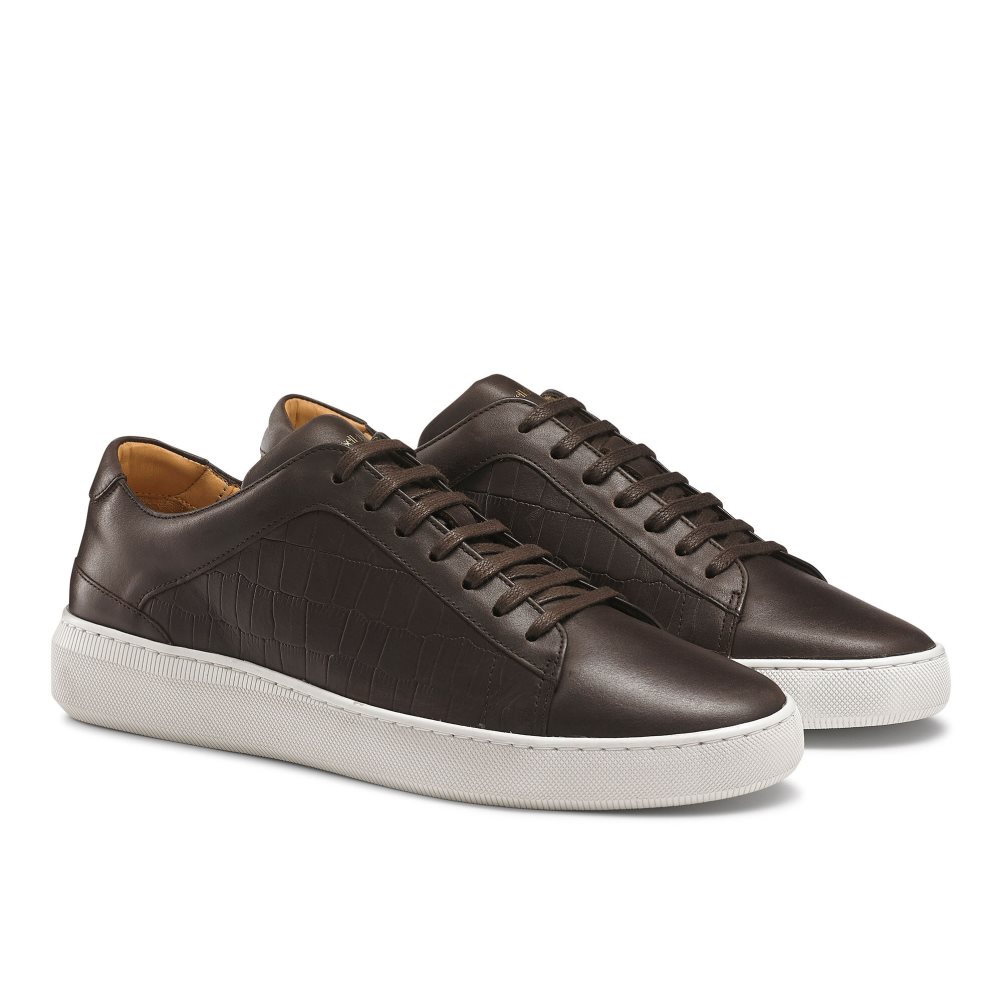 Chocolate Russell And Bromley Clear Run Lace-up Men's Sneakers | CA-6148C