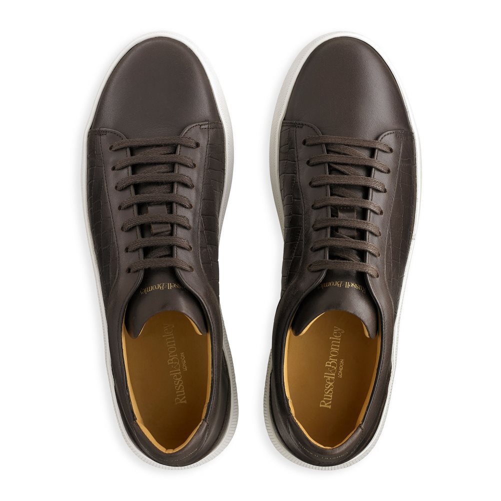Chocolate Russell And Bromley Clear Run Lace-up Men's Sneakers | CA-6148C