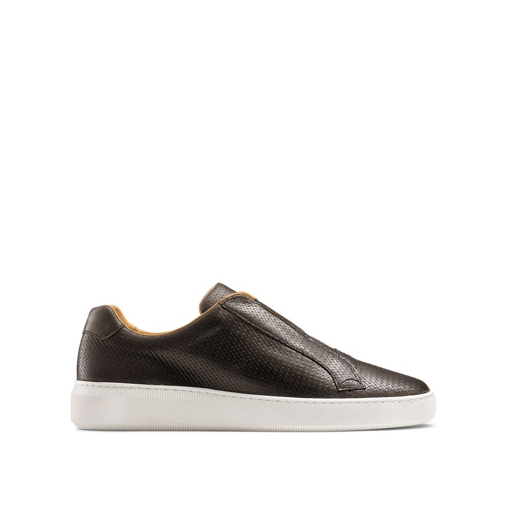 Chocolate Russell And Bromley Clearway M Woven Laceless Men\'s Sneakers | CA-2031J