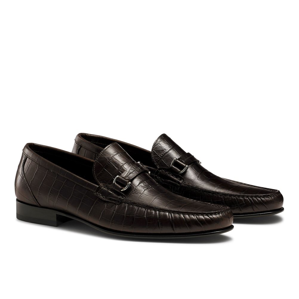Chocolate Russell And Bromley Elite Slip On Men's Moccasins | CA-1953W