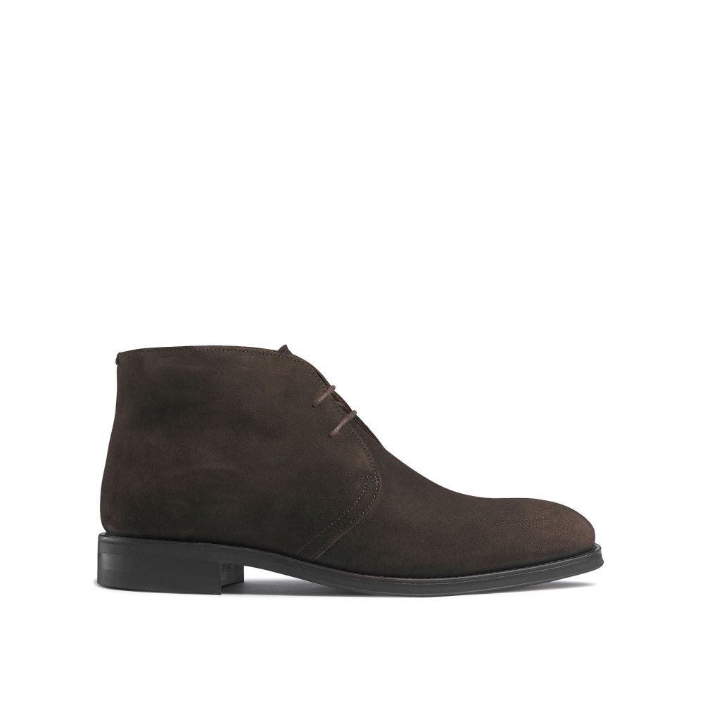 Chocolate Russell And Bromley Jermyn Laced Men\'s Desert Boots | CA-1648V