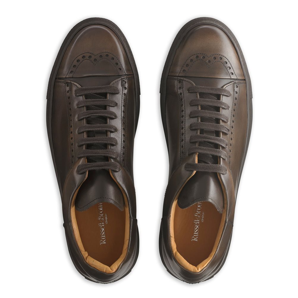 Chocolate Russell And Bromley Legend Lo Luxury Men's Sneakers | CA-2843Y