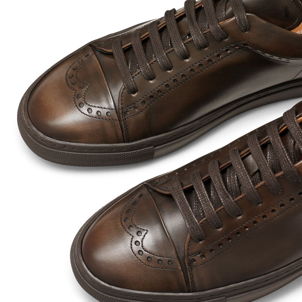 Chocolate Russell And Bromley Legend Lo Luxury Men's Sneakers | CA-2843Y