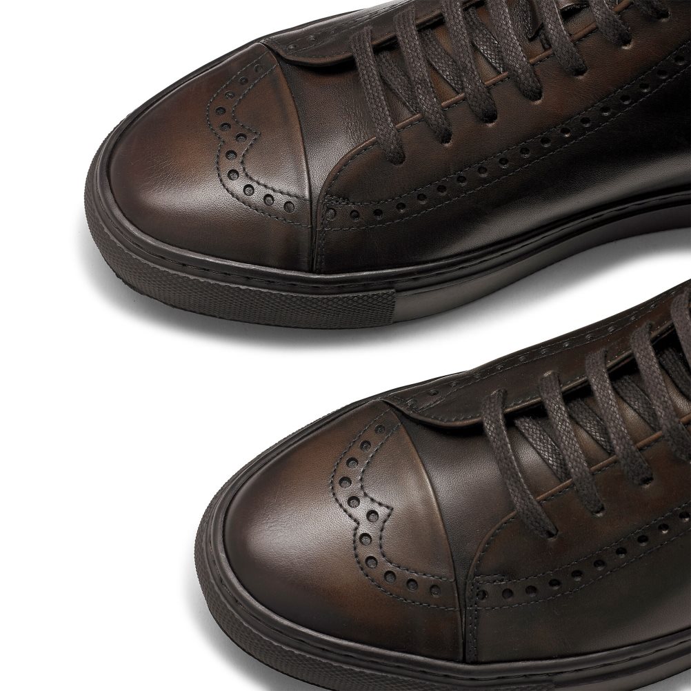 Chocolate Russell And Bromley Legend Luxury High-top Men's Sneakers | CA-9567X