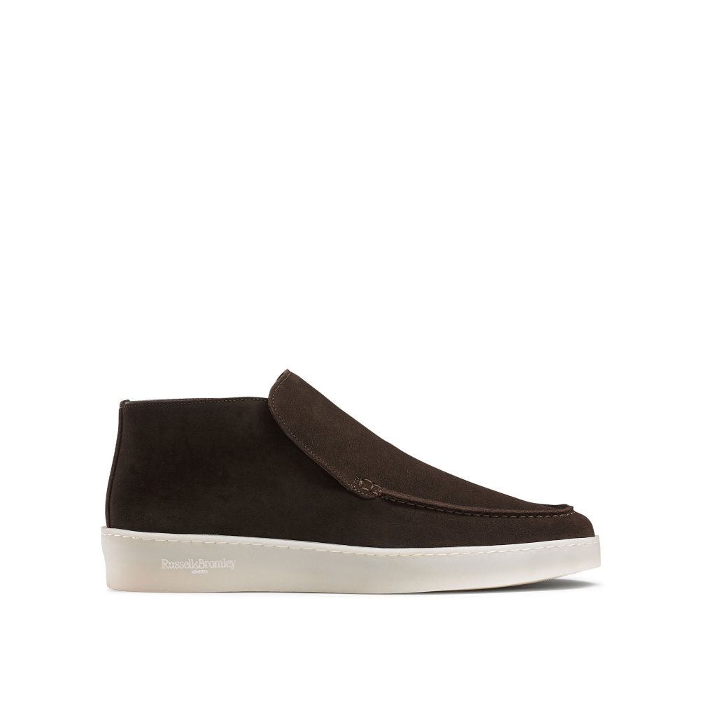 Chocolate Russell And Bromley Monterey Slip On Men\'s Chukka Boots | CA-2037Q