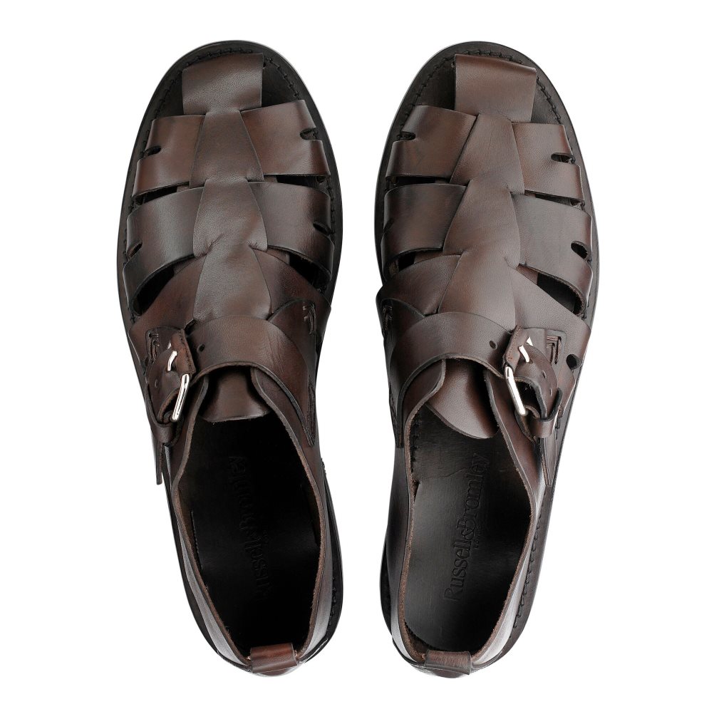 Chocolate Russell And Bromley Neptune Buckled Fisherman Men's Sandals | CA-8572G