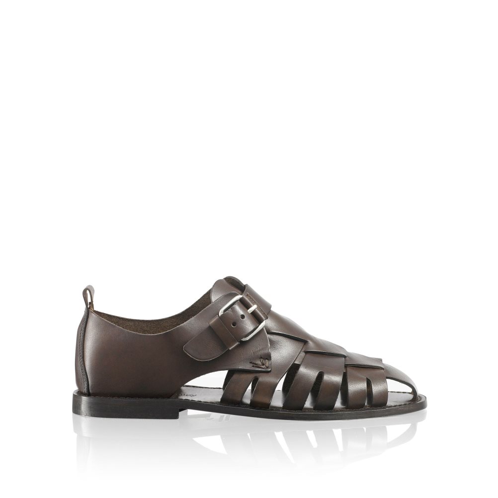 Chocolate Russell And Bromley Neptune Buckled Fisherman Men\'s Sandals | CA-8572G