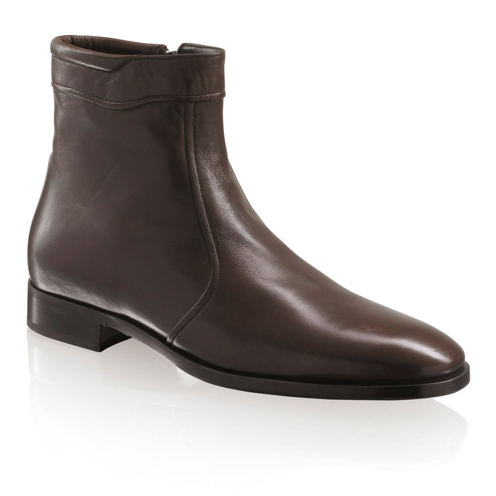Chocolate Russell And Bromley Repeat Zip Men's Ankle Boots | CA-6295E