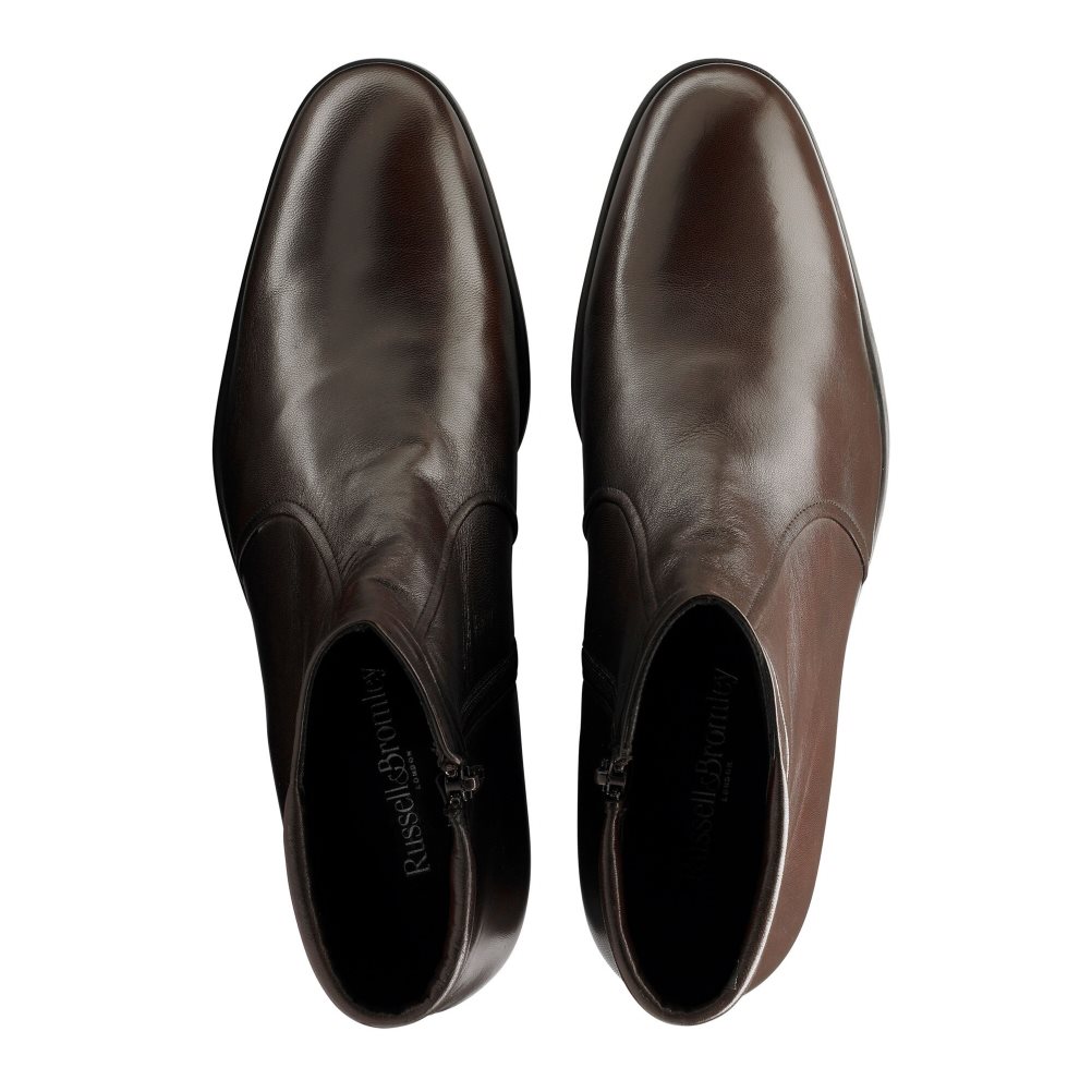 Chocolate Russell And Bromley Repeat Zip Men's Ankle Boots | CA-6295E