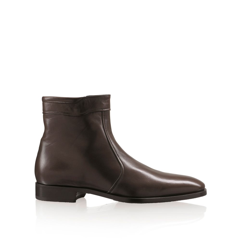 Chocolate Russell And Bromley Repeat Zip Men\'s Ankle Boots | CA-6295E