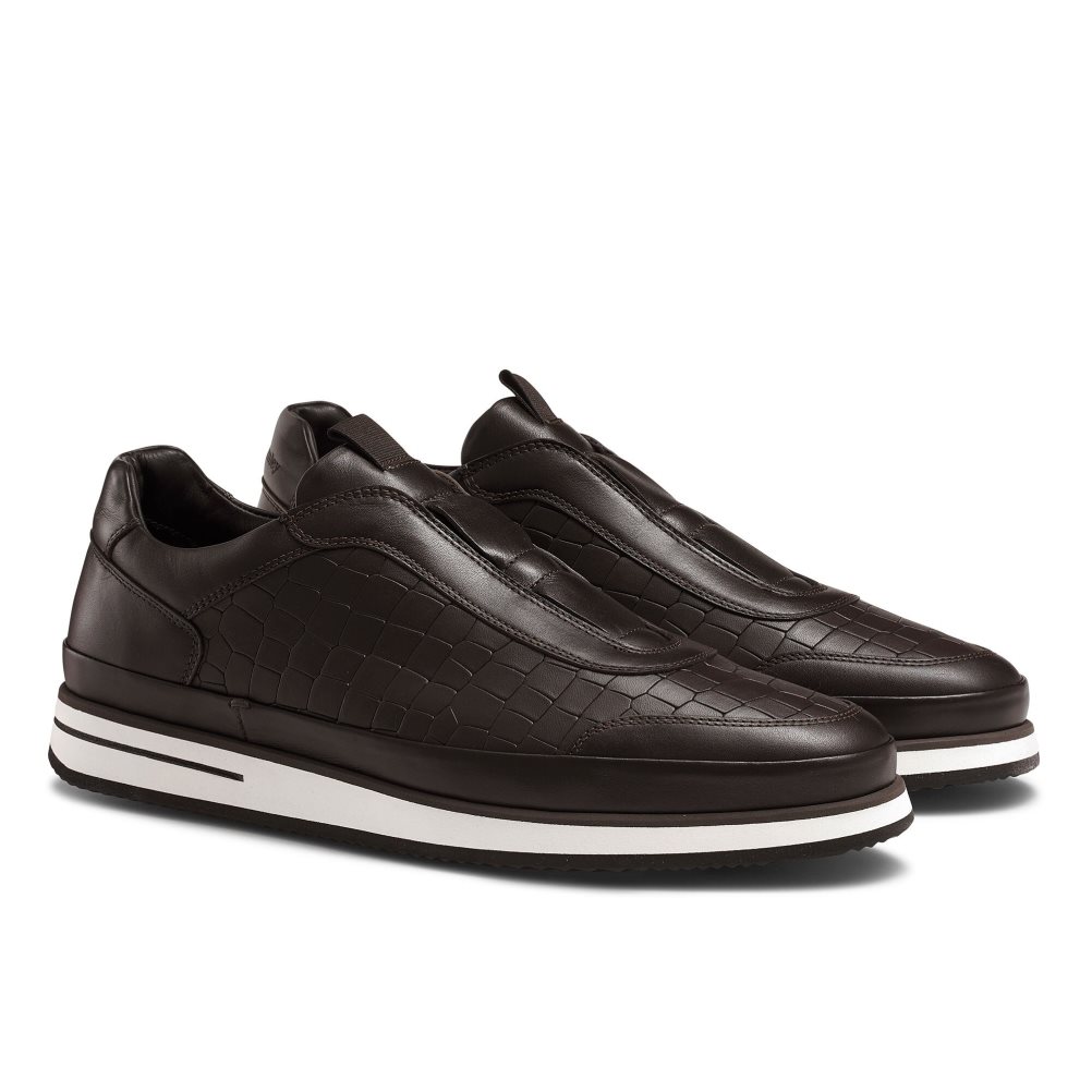 Chocolate Russell And Bromley San Giusto Oxford Laceless Men's Sneakers | CA-7385T