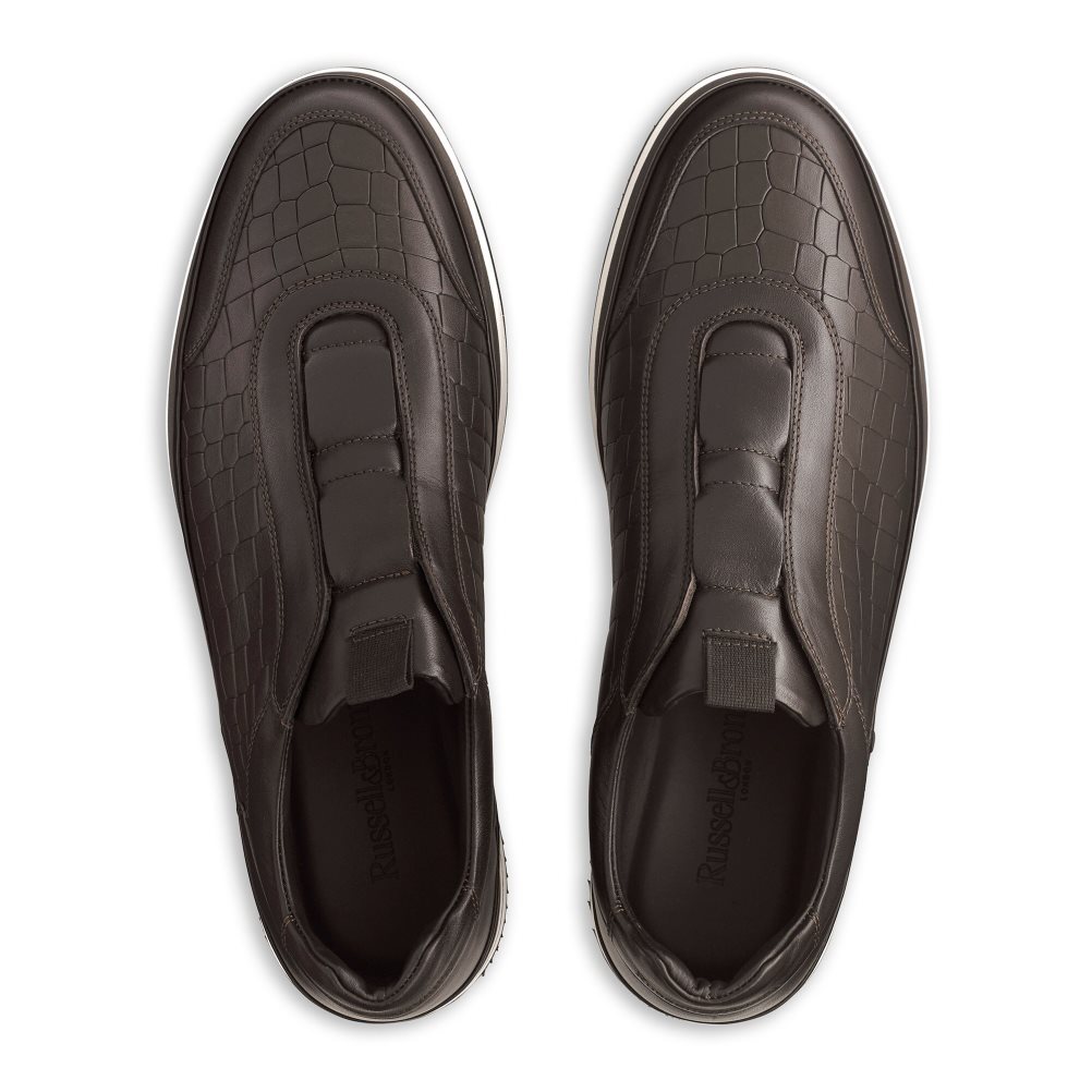 Chocolate Russell And Bromley San Giusto Oxford Laceless Men's Sneakers | CA-7385T