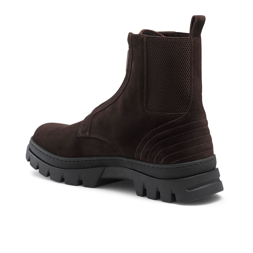 Chocolate Russell And Bromley Zip Wire Dryleks Zip Up Men's Ankle Boots | CA-2840Q
