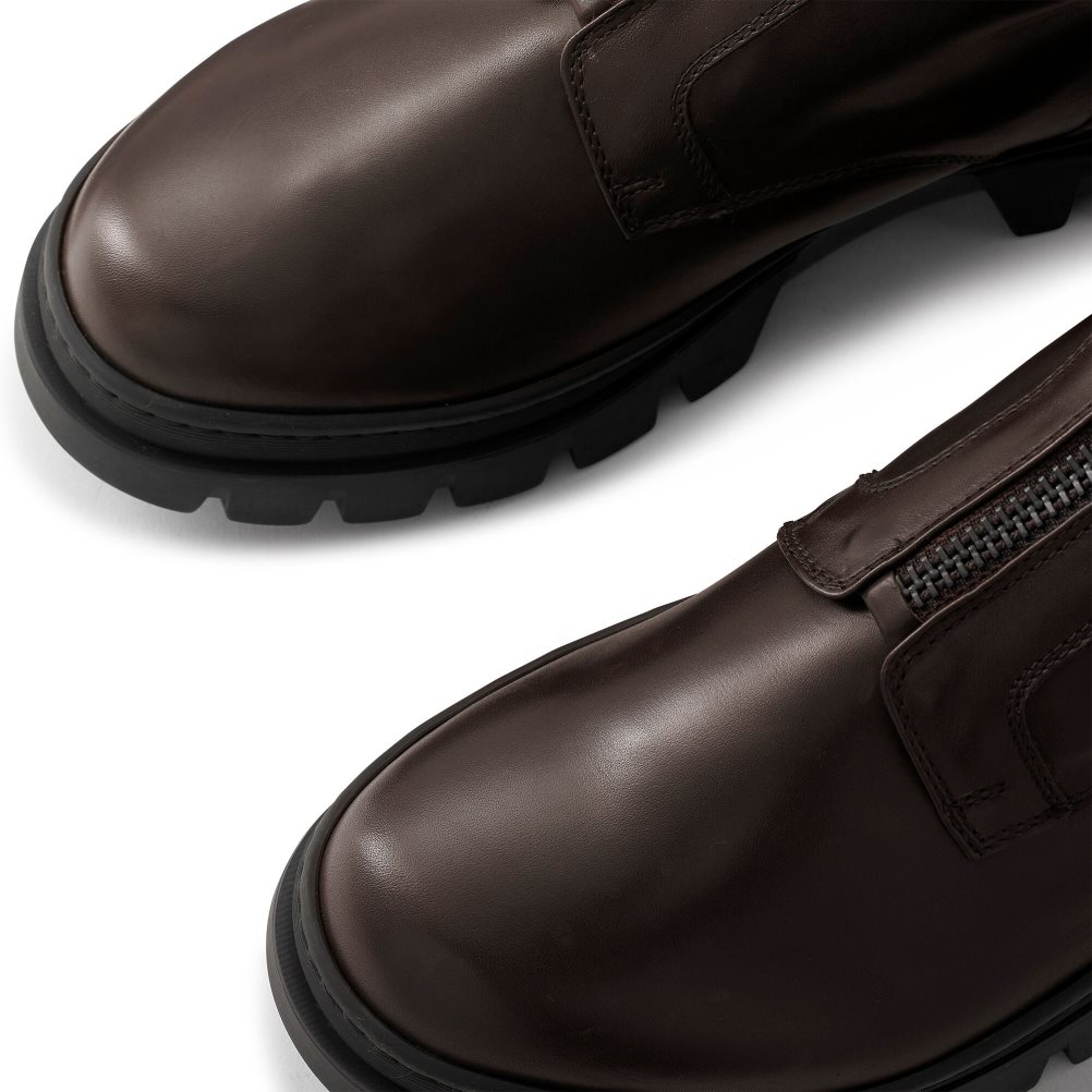 Chocolate Russell And Bromley Zip Wire Dryleks Zip Up Men's Ankle Boots | CA-5361X