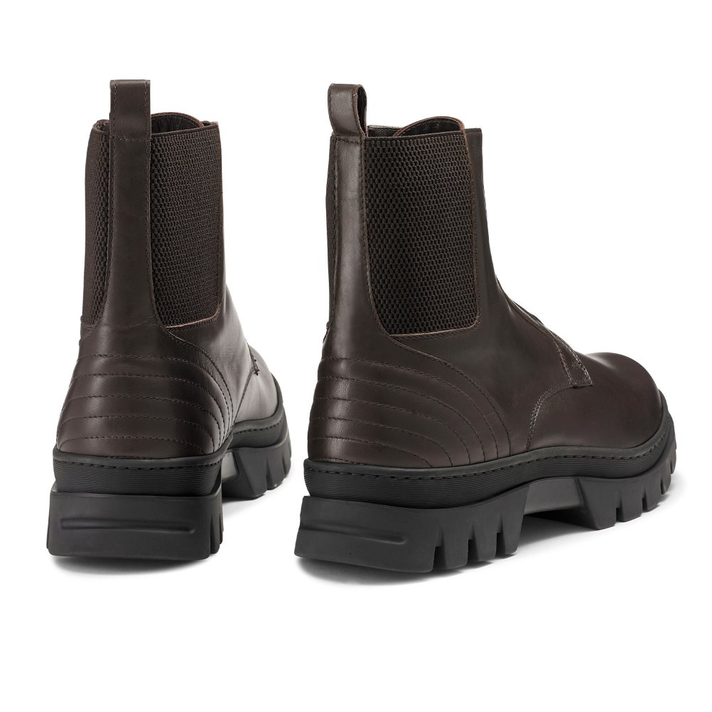 Chocolate Russell And Bromley Zip Wire Dryleks Zip Up Men's Ankle Boots | CA-5361X