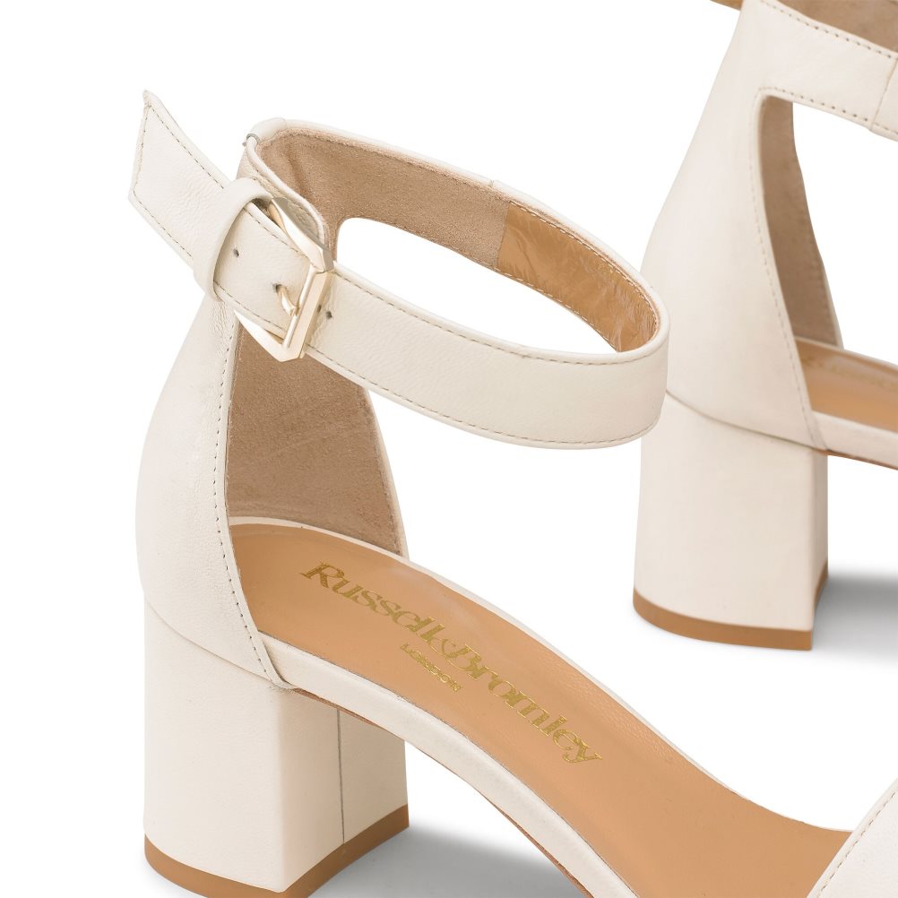 Cream Russell And Bromley Ittakestwo Block Women's Heels Sandals | CA-8417V