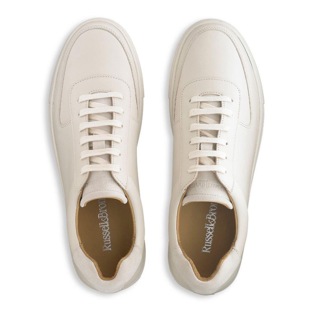 Cream Russell And Bromley Outfield Lace Up Men's Sneakers | CA-2758W