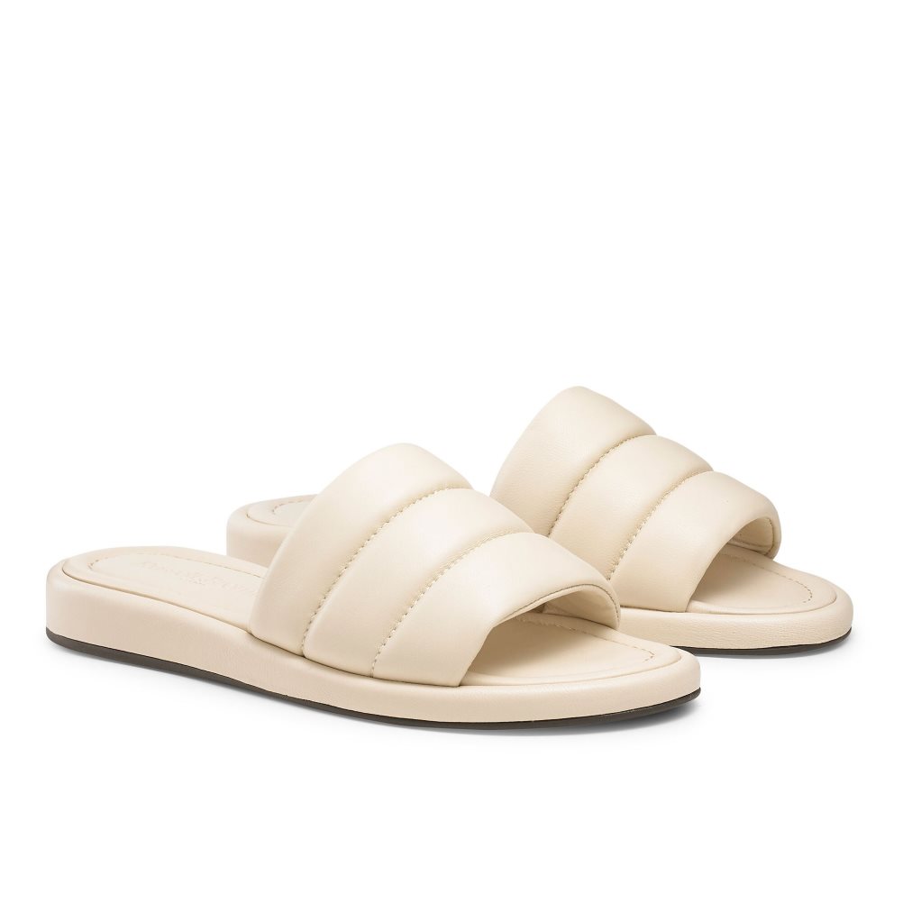Cream Russell And Bromley Puffmule Puffy Women's Slippers | CA-0675Q