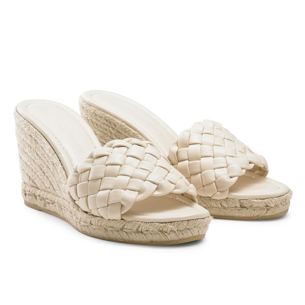 Cream Russell And Bromley Rhapsody Plaited Espadrille Women's Wedges | CA-6783Z