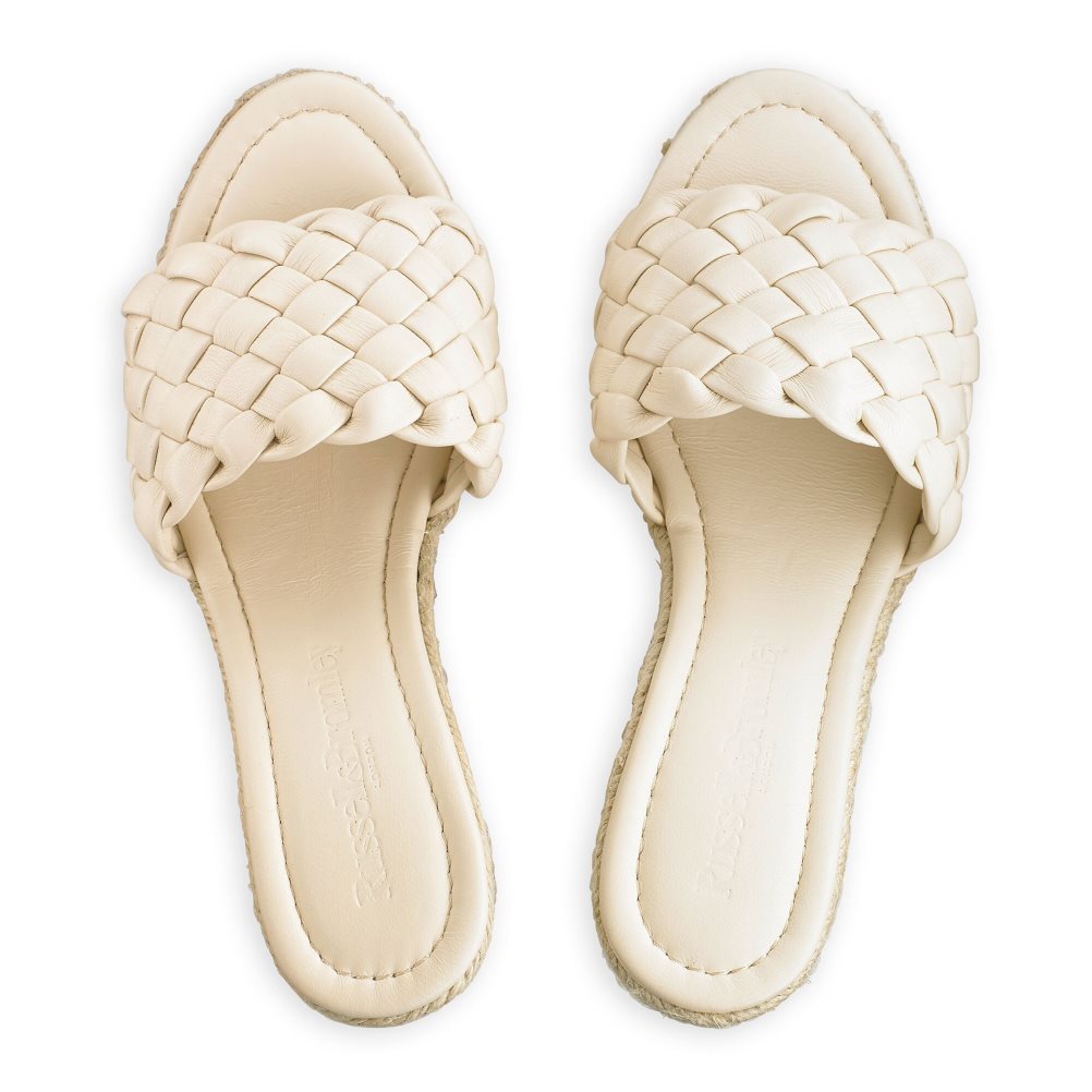 Cream Russell And Bromley Rhapsody Plaited Espadrille Women's Wedges | CA-6783Z