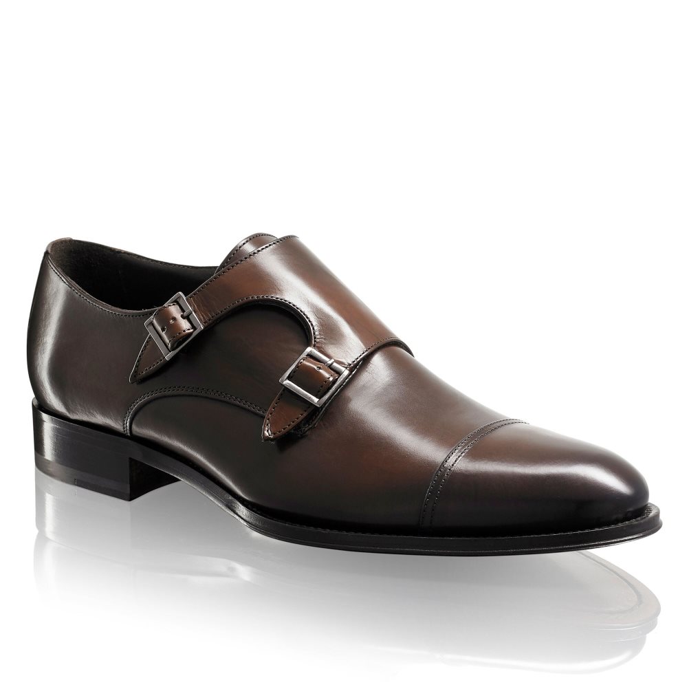 Dark Brown Russell And Bromley Birch Double Buckle Monk Men's Formal Shoes | CA-3921U