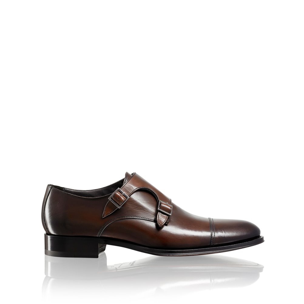 Dark Brown Russell And Bromley Birch Double Buckle Monk Men\'s Formal Shoes | CA-3921U