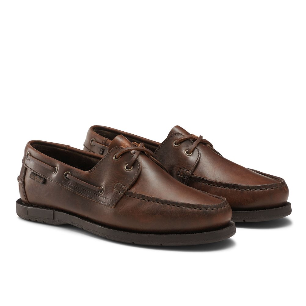 Dark Brown Russell And Bromley Bowline Waxy Leather Deck Men's Casual Shoes | CA-3214P