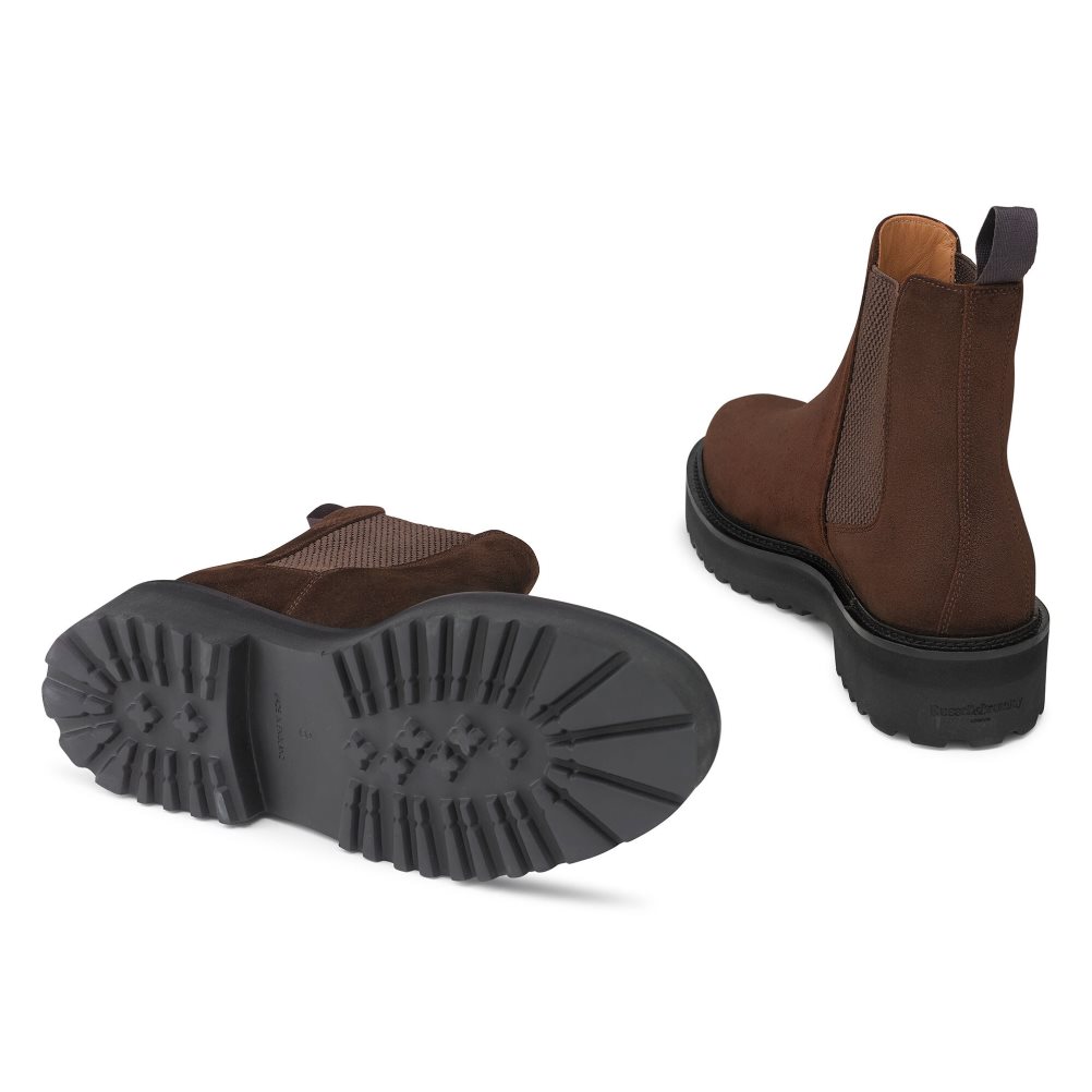 Dark Brown Russell And Bromley Bruton Cleated Sole Men's Chelsea Boots | CA-5643J