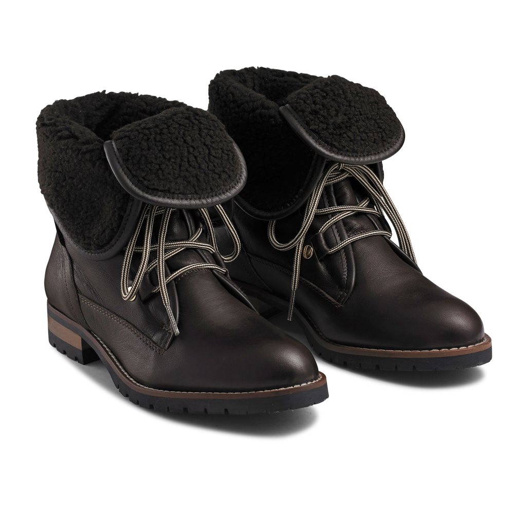 Dark Brown Russell And Bromley Cuddly Faux-wool Hiker Women's Ankle Boots | CA-7926U