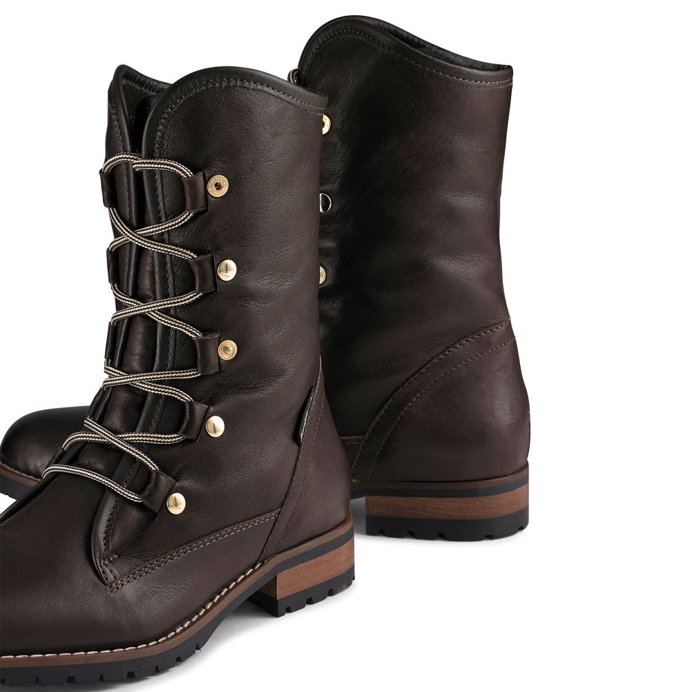 Dark Brown Russell And Bromley Cuddly Faux-wool Hiker Women's Ankle Boots | CA-7926U