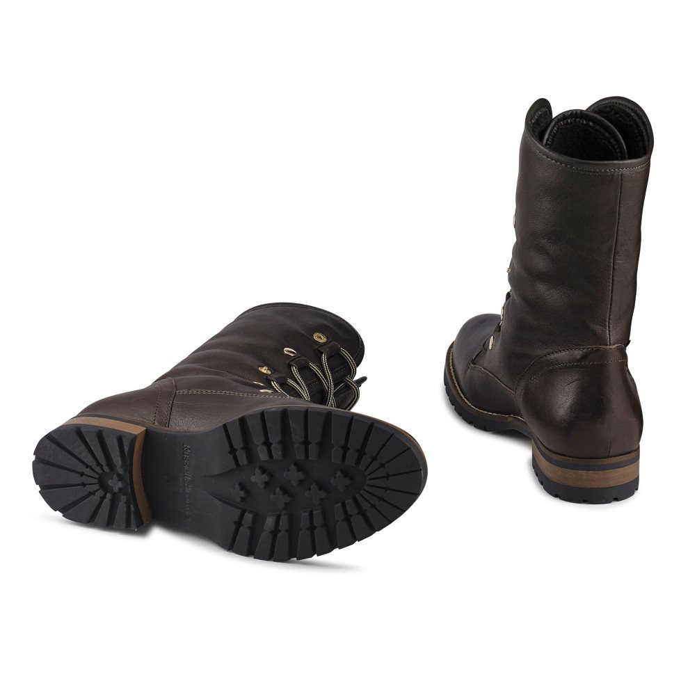 Dark Brown Russell And Bromley Cuddly Faux-wool Hiker Women's Ankle Boots | CA-7926U