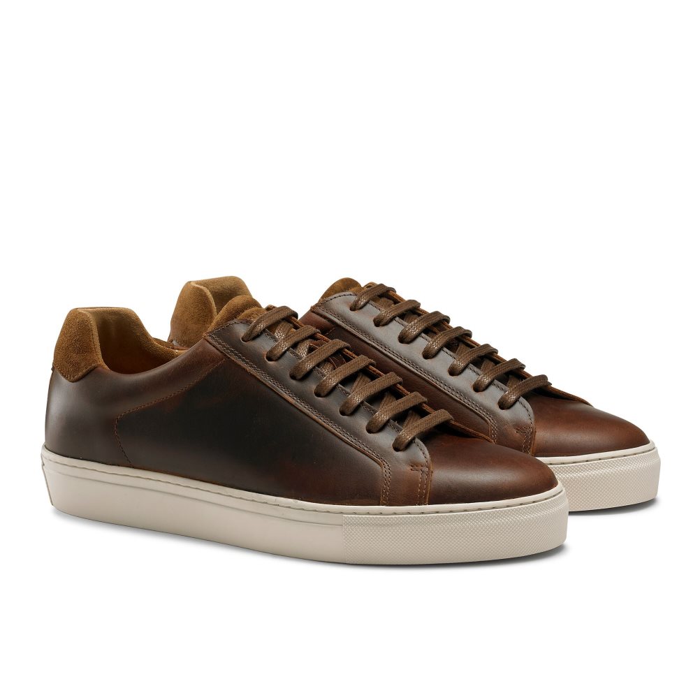 Dark Brown Russell And Bromley Downfield Derby Lace Up Men's Sneakers | CA-0528C