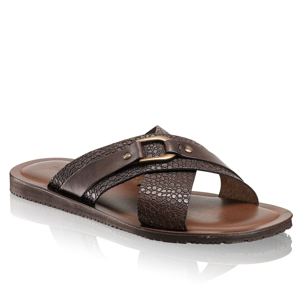 Dark Brown Russell And Bromley Dream Men's Slide Sandals | CA-0976X