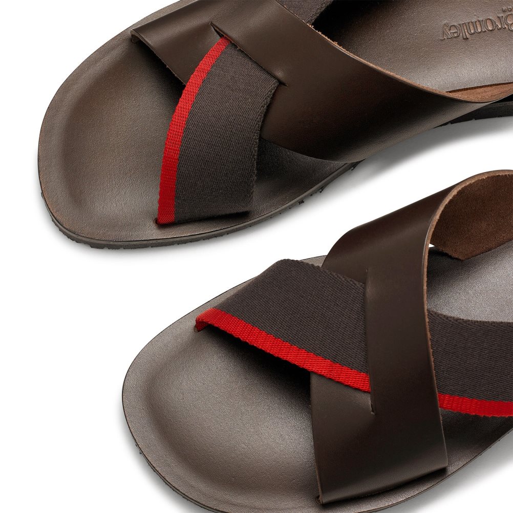 Dark Brown Russell And Bromley Fab Slip-on Men's Slide Sandals | CA-5137W
