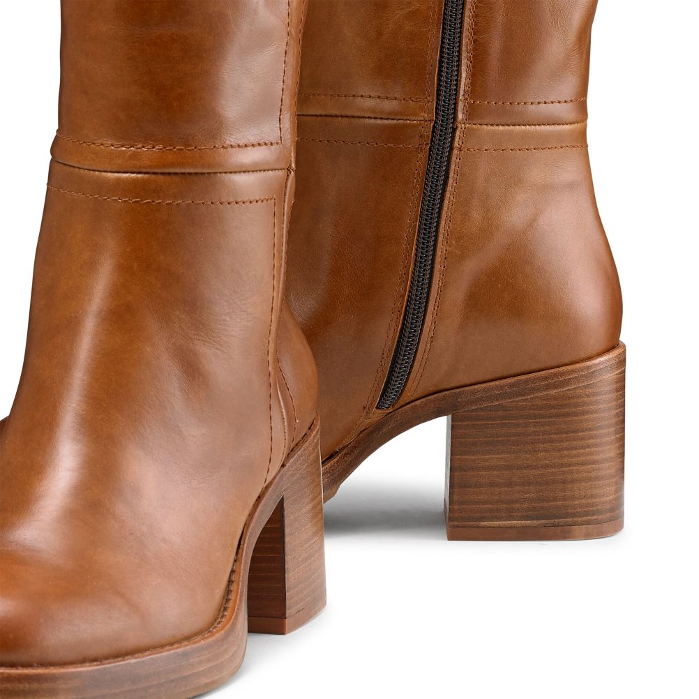 Dark Brown Russell And Bromley Gaucho Block Heel Women's Knee-high Boots | CA-8791U
