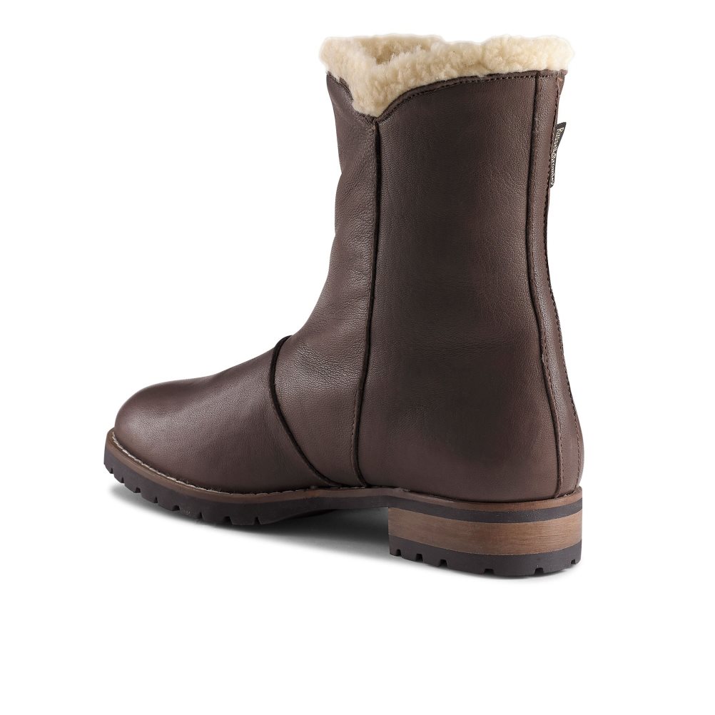 Dark Brown Russell And Bromley Grizzly Warm Lined Zip Women's Ankle Boots | CA-3975I