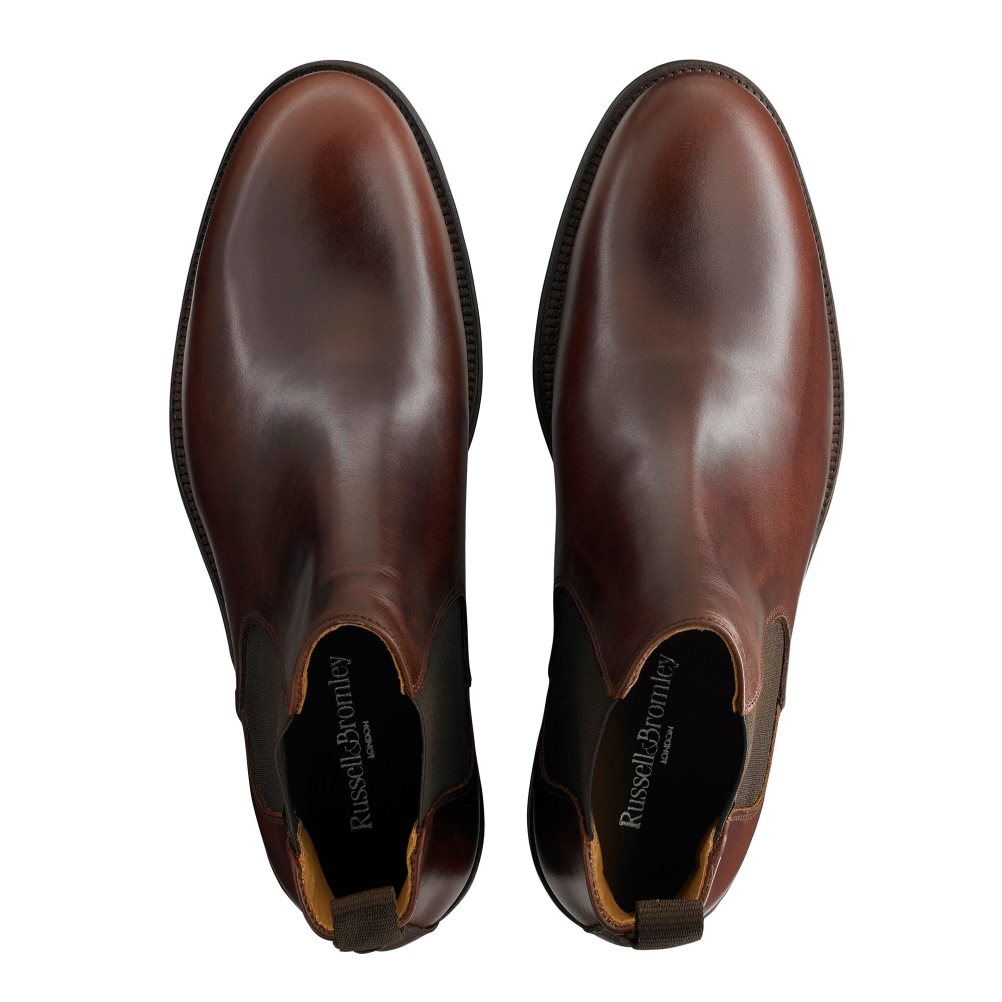 Dark Brown Russell And Bromley Guildford Men's Chelsea Boots | CA-2470Z