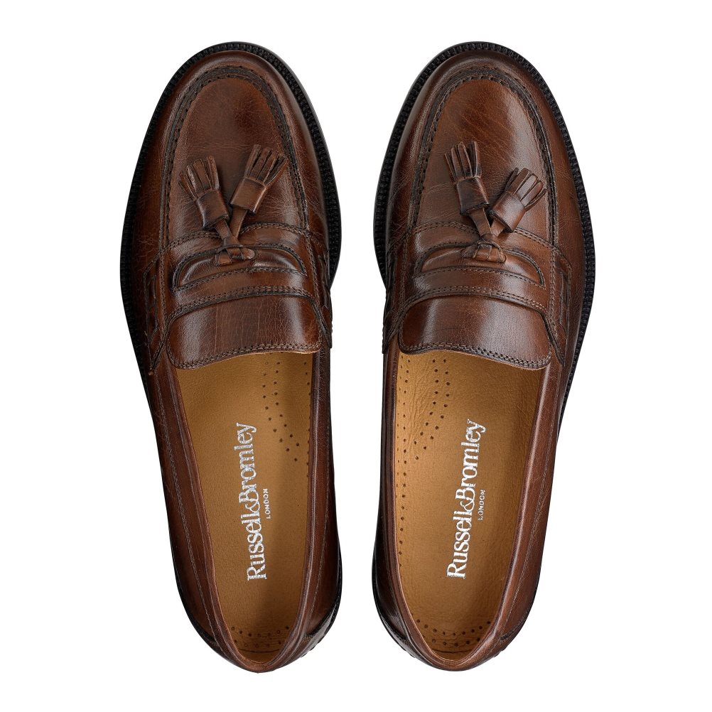 Dark Brown Russell And Bromley Keeble 4 Tassel College Men's Formal Shoes | CA-5043S