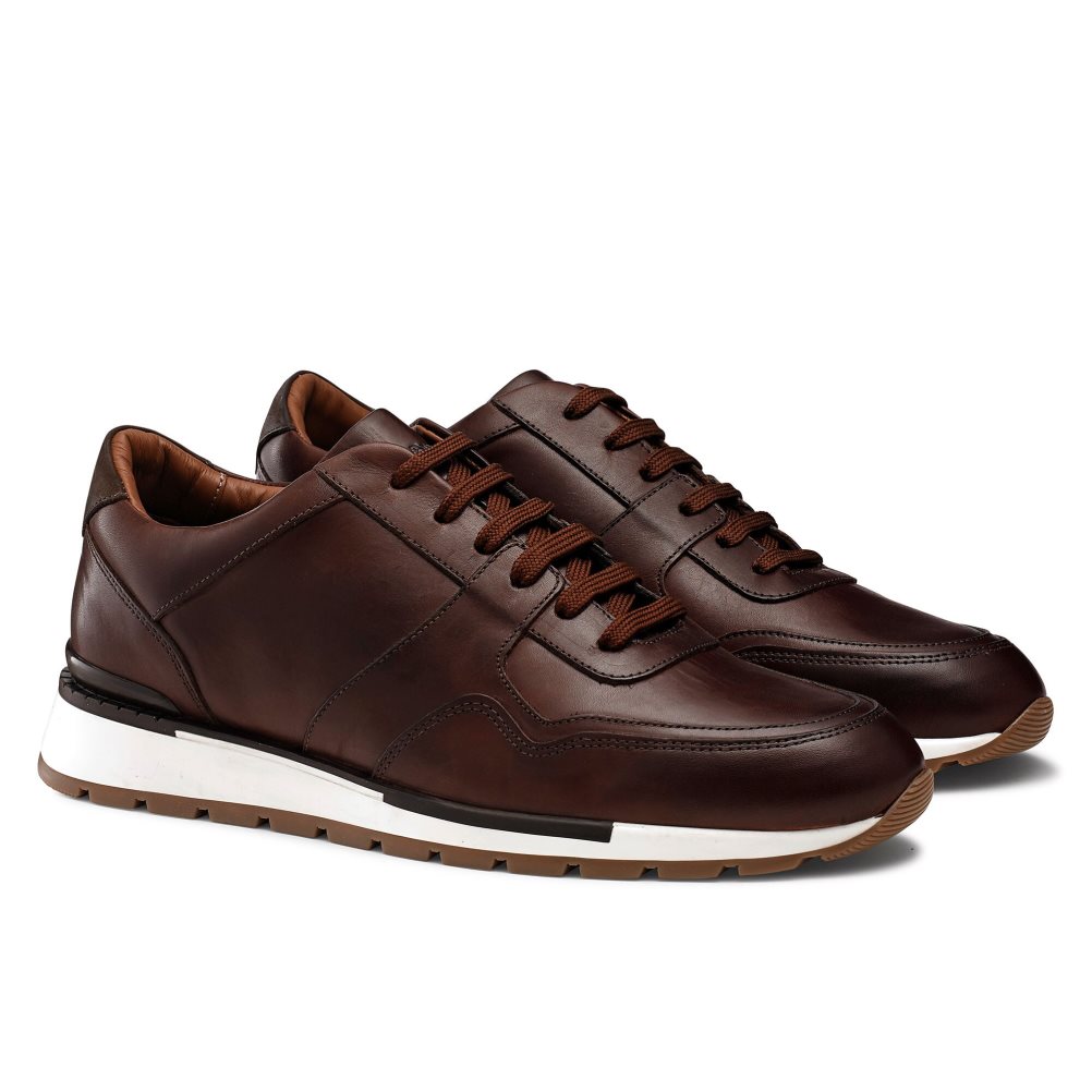 Dark Brown Russell And Bromley Lomond Lace-up Men's Sneakers | CA-0985H