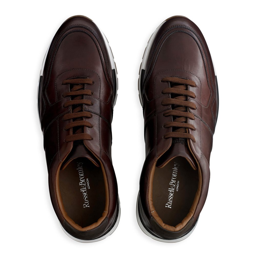 Dark Brown Russell And Bromley Lomond Lace-up Men's Sneakers | CA-0985H