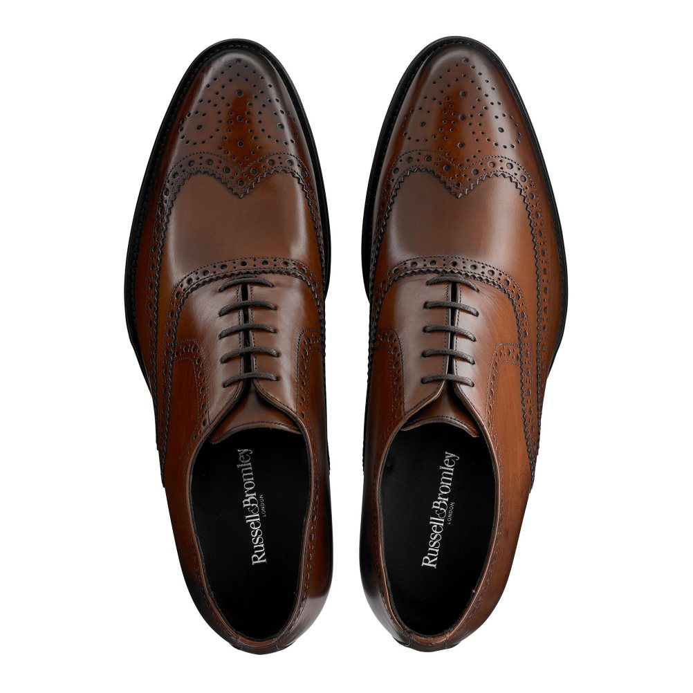 Dark Brown Russell And Bromley Oak Antiqued Brogue Oxford Men's Formal Shoes | CA-4870E