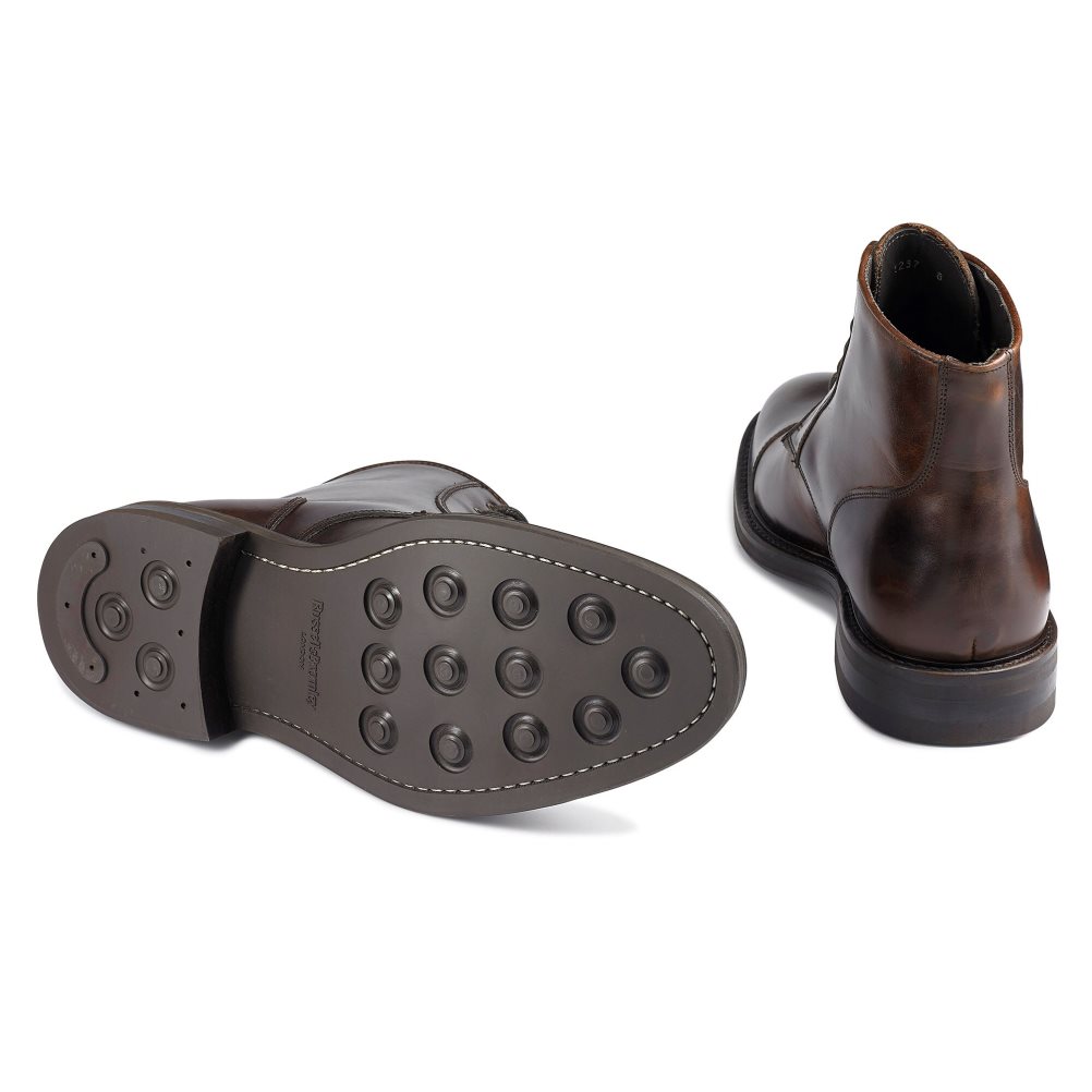 Dark Brown Russell And Bromley Portobello Toe-cap Lace Men's Ankle Boots | CA-6149E