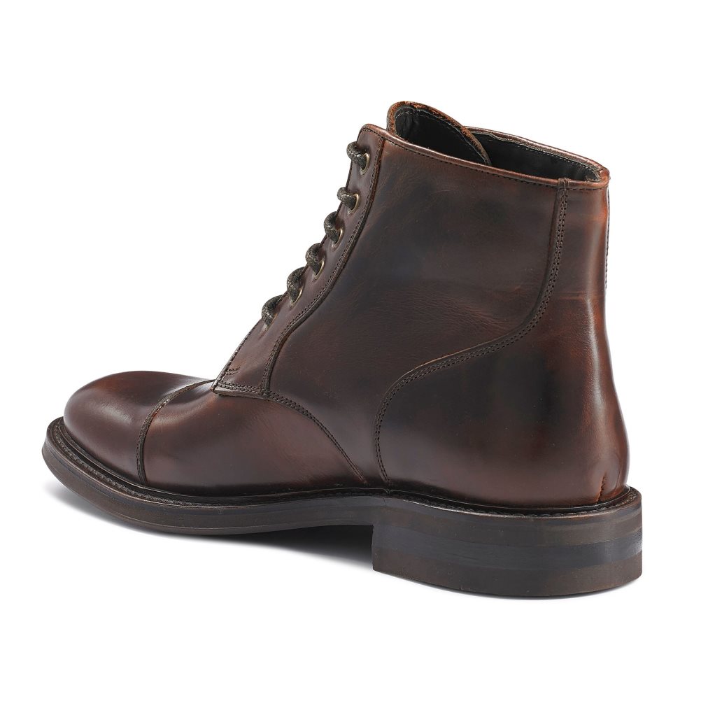 Dark Brown Russell And Bromley Portobello Toe-cap Lace Men's Ankle Boots | CA-6149E
