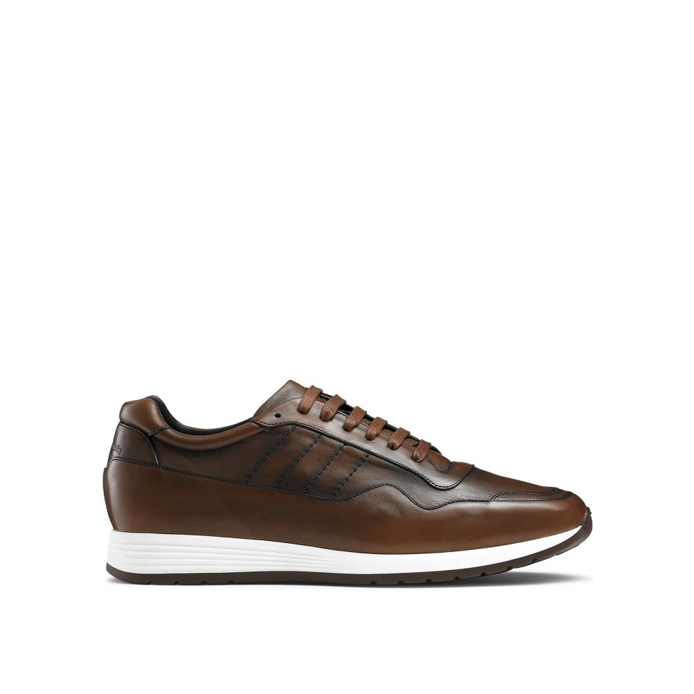 Dark Brown Russell And Bromley Run Time+ Luxury Lace Up Men\'s Sneakers | CA-9673Y