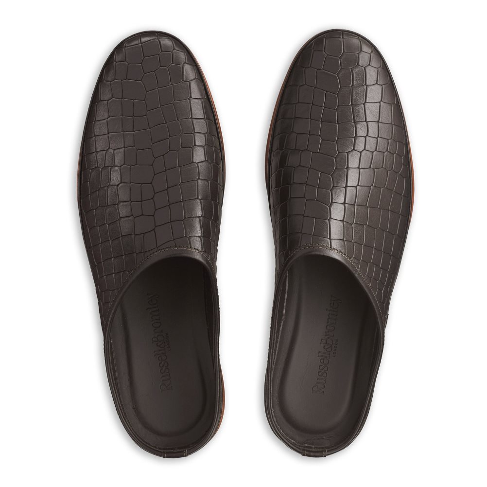 Dark Brown Russell And Bromley San Cataldo Men's Mules | CA-8412U