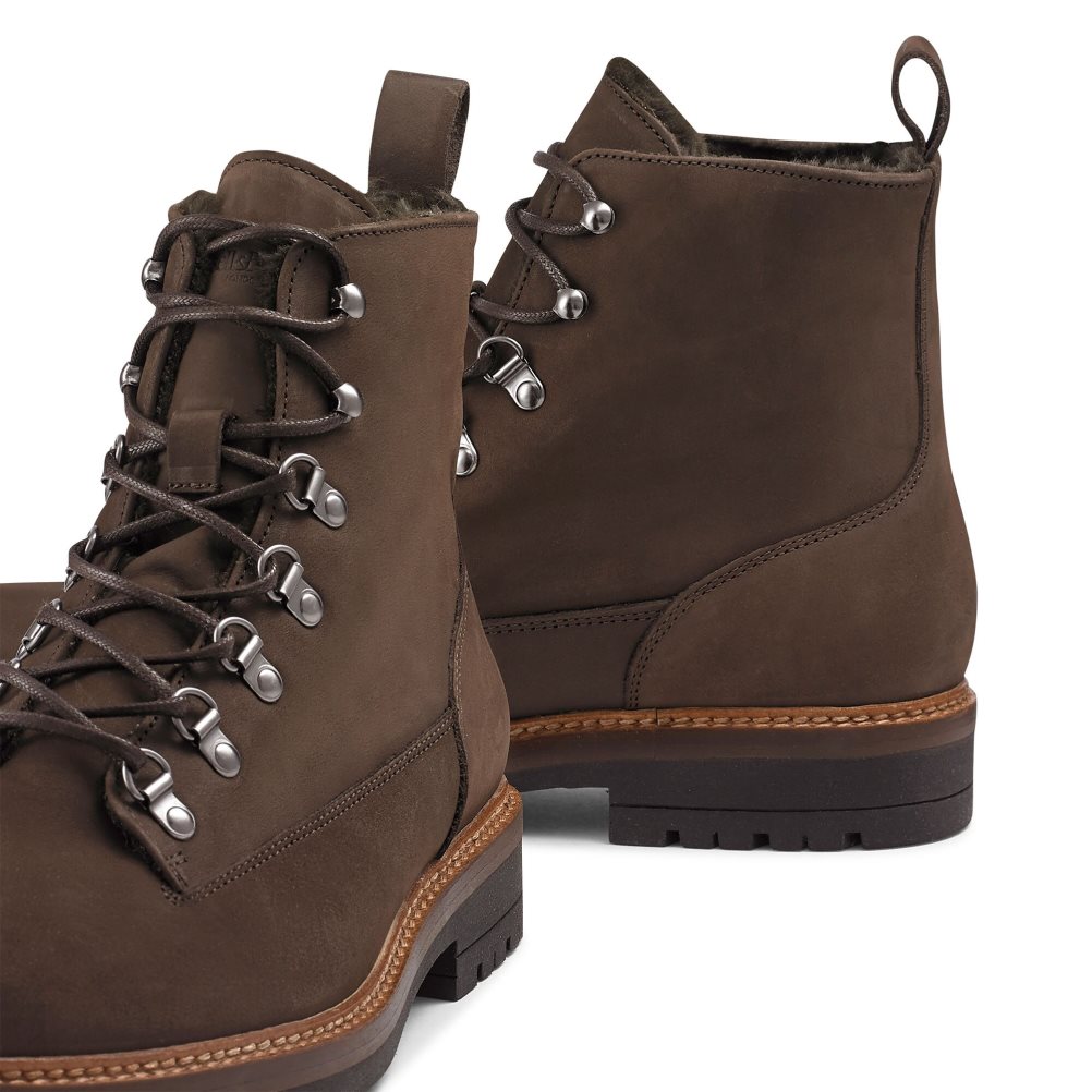 Dark Brown Russell And Bromley Storm M Faux Fur Lined Men's Ankle Boots | CA-3498Y