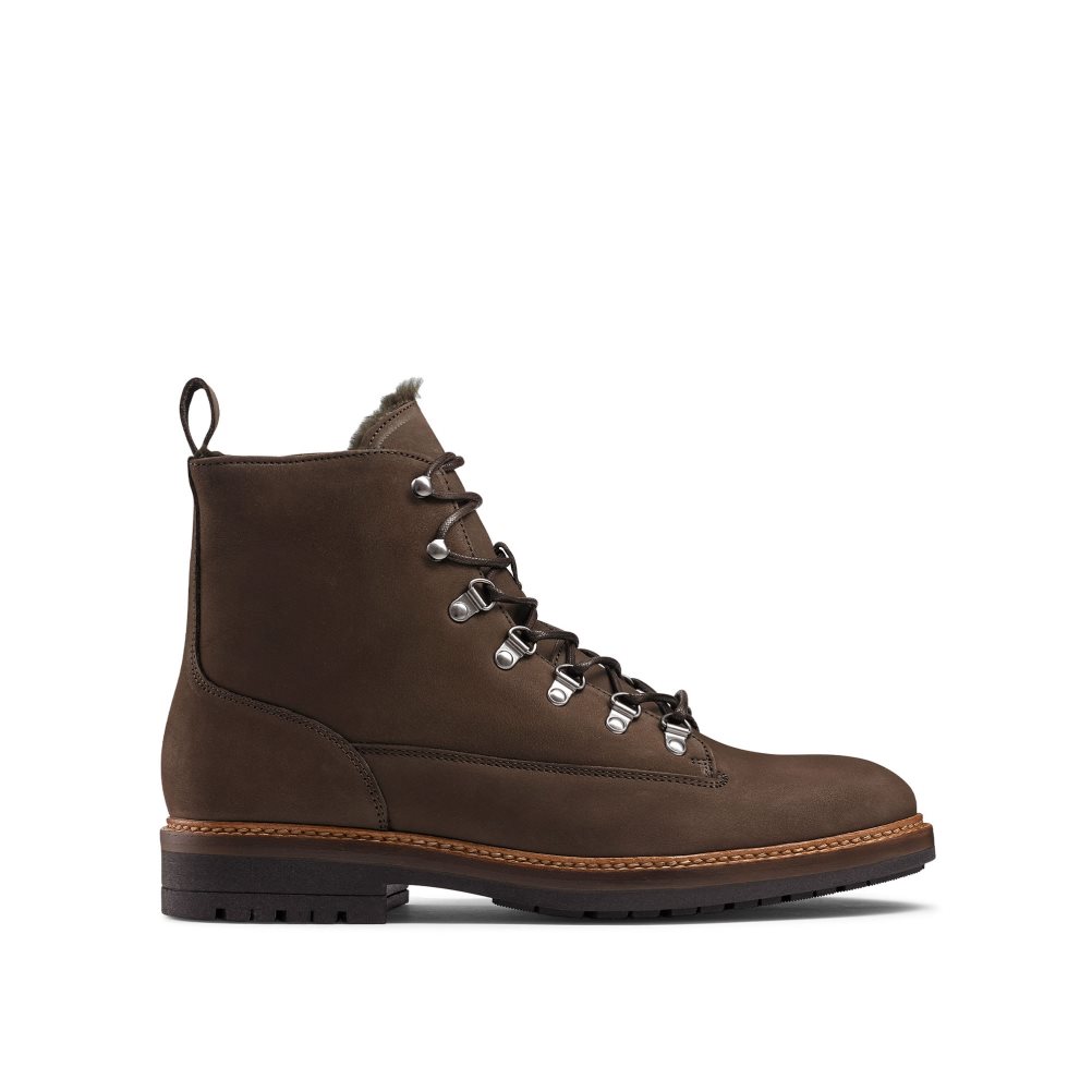 Dark Brown Russell And Bromley Storm M Faux Fur Lined Men\'s Ankle Boots | CA-3498Y